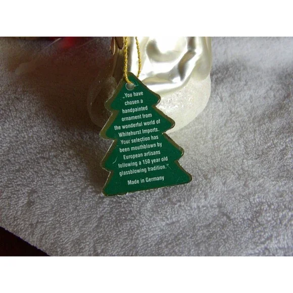 Whitehurst Blown Glass Angel Christmas Ornament Germany Cloud White Gold Glitter - Picture 8 of 10